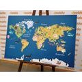 CANVAS PRINT WORLD MAP FOR CHILDREN - CHILDRENS PICTURES - PICTURES