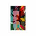 POSTER CU PASSEPARTOUT PORTRETUL FEMEII PE FUNDAL COLORAT - POP ART - POSTERE