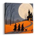 QUADRO SU TELA – SENTIERO NOTTURNO VERSO LA CASA DELLE STREGHE - QUADRI HALLOWEEN E HORROR - STAMPE E QUADRI
