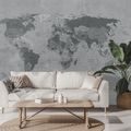 TAPETE WELTKARTE IN GRAU - WELTKARTEN-TAPETEN - TAPETEN