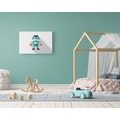 CANVAS PRINT OBLUE ROBOT ON A WHITE BACKGROUND - CHILDRENS PICTURES - PICTURES