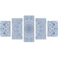 5-PIECE CANVAS PRINT DETAILED DECORATIVE MANDALA IN BLUE COLOR - PICTURES FENG SHUI - PICTURES