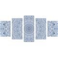 5-TEILIGES WANDBILD DETAILLIERTES DEKORATIVES MANDALA IN BLAU - BILDER MIT FENG SHUI-MOTIVEN - BILDER