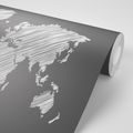 SELF ADHESIVE WALLPAPER HATCHED WORLD MAP IN BLACK AND WHITE - SELF-ADHESIVE WALLPAPERS - WALLPAPERS