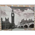 WANDBILD BIG BEN IN LONDON IN SCHWARZ-WEISS - SCHWARZ-WEISSE BILDER - BILDER