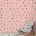 TAPETA RŮŽOVÉ POZADÍ S BÍLÝMI KVÍTKY - VZOROVANÉ TAPETY - TAPETY