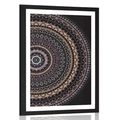 POSTER WITH MOUNT MANDALA WITH A SUN PATTERN IN PURPLE SHADES - FENG SHUI - POSTERS