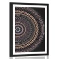 POSTER WITH MOUNT MANDALA WITH A SUN PATTERN IN PURPLE SHADES - FENG SHUI - POSTERS