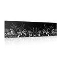 CANVAS PRINT WITH A FLORAL ORNAMENT IN BLACK AND WHITE - BLACK AND WHITE PICTURES - PICTURES