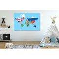 CANVAS PRINT WORLD MAP WITH FLAGS - PICTURES OF MAPS - PICTURES