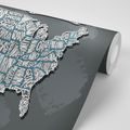 SELF ADHESIVE WALLPAPER MODERN MAP OF THE USA - SELF-ADHESIVE WALLPAPERS - WALLPAPERS