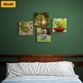 CANVAS PRINT SET FENG SHUI IN GREEN DESIGN - SET OF PICTURES - PICTURES