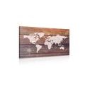 CANVAS PRINT DECENT MAP WITH A WOODEN BACKGROUND - PICTURES OF MAPS - PICTURES