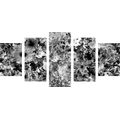 5-PIECE CANVAS PRINT FLOWERS IN BLACK AND WHITE - BLACK AND WHITE PICTURES - PICTURES