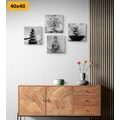 CANVAS PRINT SET WITH BLACK AND WHITE FENG SHUI THEME - SET OF PICTURES - PICTURES