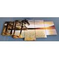 IMPRESSION SUR TOILE EN 5 PARTIES COUCHER DE SOLEIL SUR LE LAC - IMPRESSION SUR TOILE DE NATURE ET PAYSAGE - IMPRESSION SUR TOILE