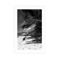 POSTER WITH MOUNT WONDERS OF ANSE SOURCE BEACH IN BLACK AND WHITE - BLACK AND WHITE - POSTERS