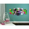 5-TEILIGES WANDBILD POP-ART-BULLDOGGE - POP-ART-BILDER - BILDER