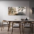 5-TEILIGES WANDBILD ZARTE BLÄTTER UND SCHATTEN - BILDER BÄUME UND LAUB - BILDER