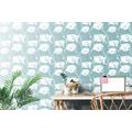 SELF ADHESIVE WALLPAPER CHARMING POPPIES WITH A TURQUOISE BACKGROUND - SELF-ADHESIVE WALLPAPERS - WALLPAPERS