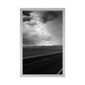 POSTER ROAD IN THE MIDDLE OF THE DESERT IN BLACK AND WHITE - BLACK AND WHITE - POSTERS