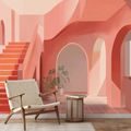 SELBSTKLEBENDE TAPETE ABSTRAKTE ROSA ARCHITEKTUR - STREET-ART-TAPETEN - TAPETEN