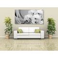 CANVAS PRINT ORCHID ON A CANVAS IN BLACK AND WHITE - BLACK AND WHITE PICTURES - PICTURES