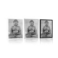 POSTER BUDDHA STATUE IN A MEDITATING POSITION IN BLACK AND WHITE - FENG SHUI - POSTERS