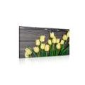 CANVAS PRINT CHARMING YELLOW TULIPS ON A WOODEN BACKGROUND - PICTURES FLOWERS - PICTURES