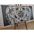 CANVAS PRINT MANDALA OF HEALTH IN BLACK AND WHITE - BLACK AND WHITE PICTURES - PICTURES