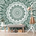 PAPIER PEINT À MOTIFS MANDALA D'HARMONIE SUR FOND VERT - FOND D'ÉCRAN FENG SHUI - PAPIER PEINT