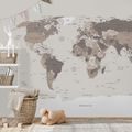 SELBSTKLEBENDE TAPETE WELTKARTE IN BEIGE - WELTKARTEN-TAPETEN - TAPETEN