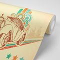 CARTA DA PARATI – AUTO CON SFONDO VINTAGE - CARTA DA PARATI VINTAGE A RETRO - CARTA DA PARATI