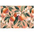 SELBSTKLEBENDE TAPETE ORANGEN UND BLUMEN AUF APRIKOSENFARBENEM HINTERGRUND - TAPETEN MIT ESSEN UND GETRÄNKEN - TAPETEN