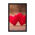 AFFICHE COEURS ROUGES SUR UNE TEXTURE EN BOIS - AMOUR - AFFICHES