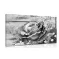 CANVAS PRINT VINTAGE ROSE IN BLACK AND WHITE - BLACK AND WHITE PICTURES - PICTURES