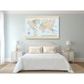 CANVAS PRINT WORLD MAP WITH A BEIGE BORDER - PICTURES OF MAPS - PICTURES