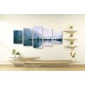 5-PIECE CANVAS PRINT PAINTED SCENERY OF A MOUNTAIN LAKE - PICTURES OF NATURE AND LANDSCAPE - PICTURES