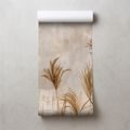 FOTOTAPET IARBĂ PAMPAS PE FUNDAL BEJ - TAPET FLORI - TAPETURI