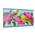 TABLEAU SUR TOILE – OISEAUX ET FLEURS EN STYLE VINTAGE - TABLEAUX DE NATURES MORTES - TABLEAUX