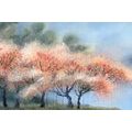 CANVAS PRINT BLOOMING TREES IN WATERCOLOR DESIGN - PICTURES OF NATURE AND LANDSCAPE - PICTURES