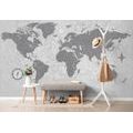 SELF ADHESIVE WALLPAPER BLACK AND WHITE MAP WITH A COMPASS IN RETRO STYLE - SELF-ADHESIVE WALLPAPERS - WALLPAPERS