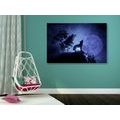 TABLEAU SUR TOILE – LOUP À LA PLEINE LUNE - IMAGES D'ANIMAUX - TABLEAUX