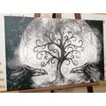 CANVAS PRINT MAGICAL TREE OF LIFE IN BLACK AND WHITE - BLACK AND WHITE PICTURES - PICTURES