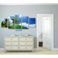 TABLEAU EN 5 PARTIES – PLAGE MAGNIFIQUE SUR L'ÎLE DES SEYCHELLES - TABLEAUX DE LA NATURE ET DES PAYSAGES - TABLEAUX