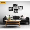 CANVAS PRINT SET ANGELS IN BLACK AND WHITE - SET OF PICTURES - PICTURES