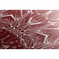 CANVAS PRINT WHITE MANDALA ON A BURGUNDY BACKGROUND - PICTURES FENG SHUI - PICTURES