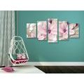 5-PIECE CANVAS PRINT MAGNOLIA ON AN ABSTRACT BACKGROUND - PICTURES FLOWERS - PICTURES