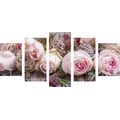 IMPRESSION SUR TOILE EN 5 PARTIES ARRANGEMENT FLORAL FESTIF DE ROSES - IMPRESSIONS SUR TOILE FLEURS - IMPRESSION SUR TOILE