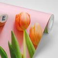 ÖNTAPADÓ FOTÓTAPÉTA TULIPÁN LOVE FELIRATTAL LOVE - ÖNTAPADÓ TAPÉTÁK - TAPÉTÁK